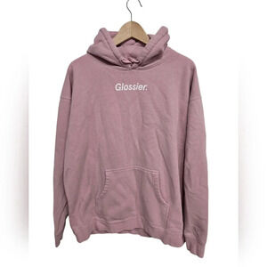 Glossier Dusty Pink Hoodie Sweatshirt XL